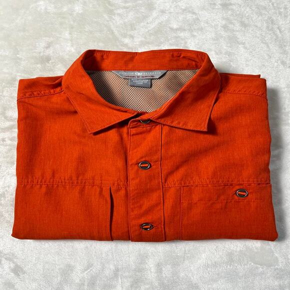 Outdoor Research Performance Button Up Shirt Men's M Orange Nylon Vents UPF50 - Picture 12 of 12